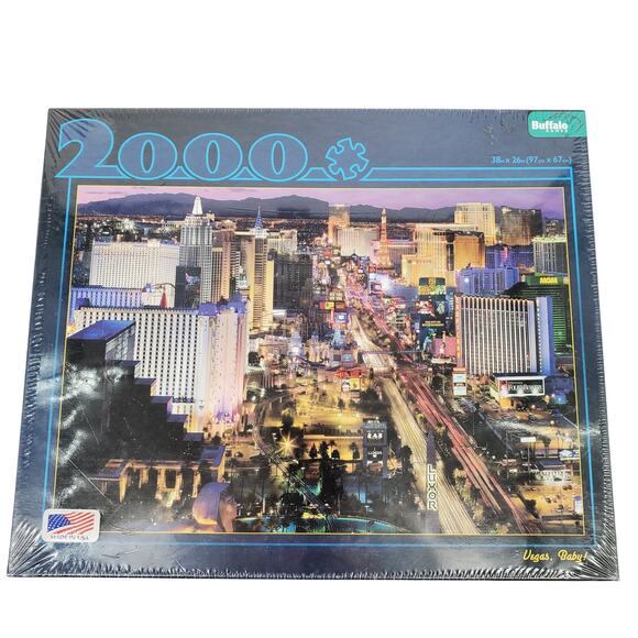 Buffalo Games Vegas Baby! Jigsaw Puzzle 2000 Pieces Las Vegas Strip Casinos New - Picture 1 of 4
